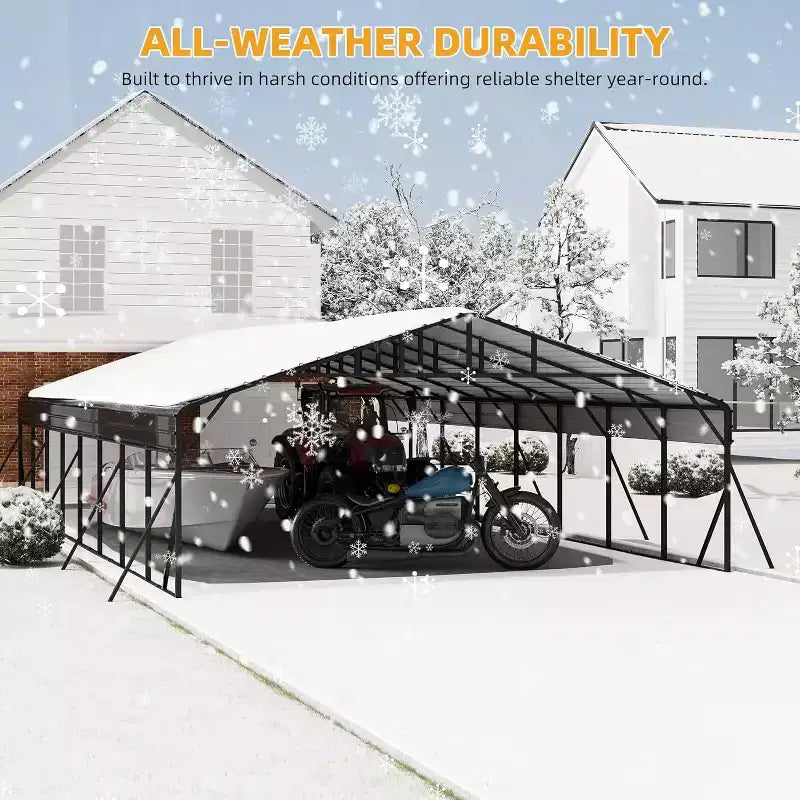 20x40 ft Metal Carport, Heavy-Duty Vehicle Shelter with Galvanized Steel Roof, Powder Coated Frame, Easy Setup for Cars Trucks RV Protection