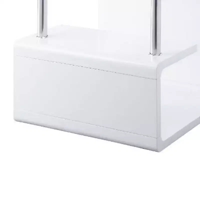 24" Nevaeh High Gloss Finish Accent Table Clear Glass/White